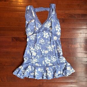 Adore Me Floral Chemise Baby doll – Blue/White – Size M – NWT